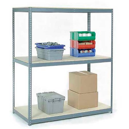 GLOBAL INDUSTRIAL Wide Span Rack 60Wx48Dx84H, 3 Shelves Wood Deck 1200 Lb Cap. Per Level, Gray B2296744